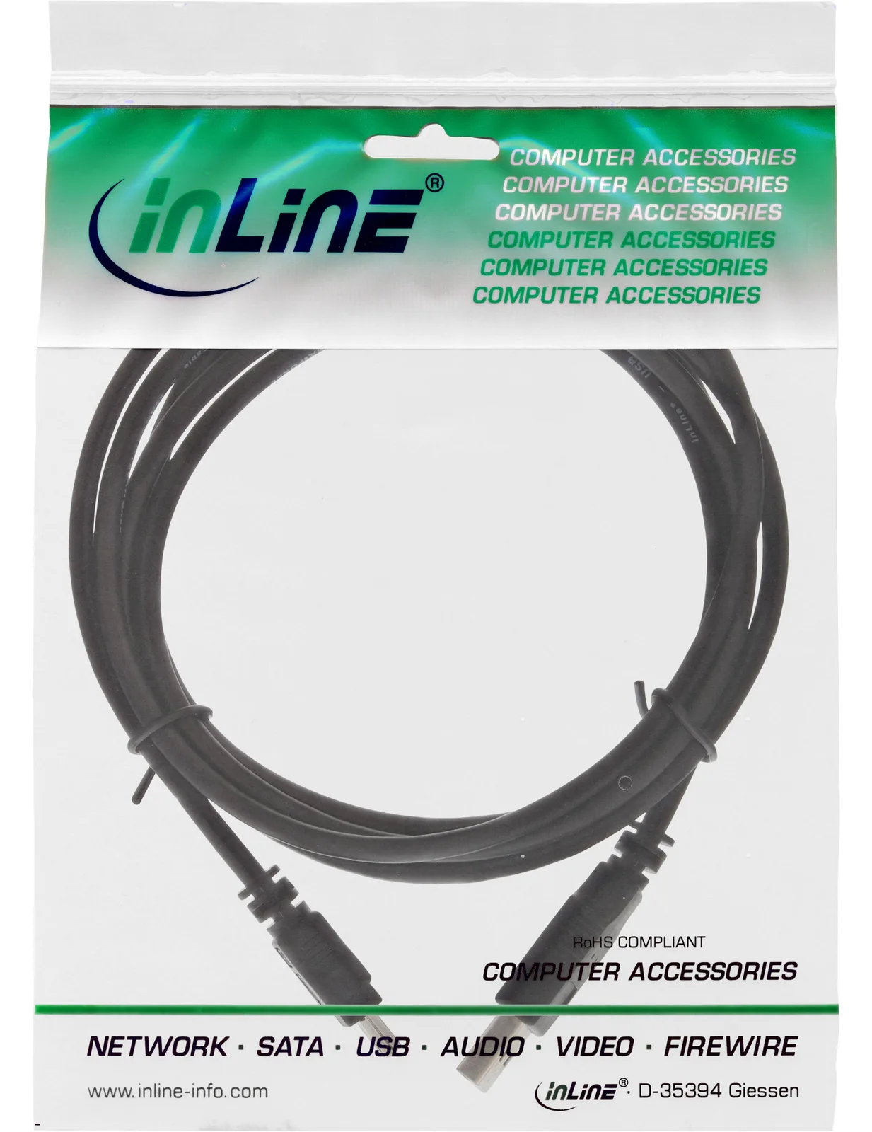 InLine USB 2.0 Mini-Kabel - USB A ST an Mini-B ST (5pol.) - schwarz - 1m, Ansicht 3
