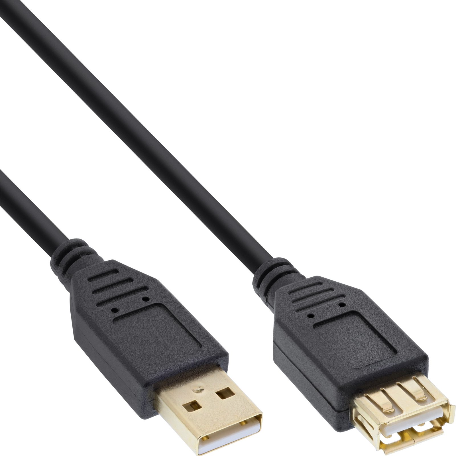 InLine USB 2.0 Verlängerung - ST / BU - Typ A - schwarz - Kontakte gold - 2m von LumaTech
