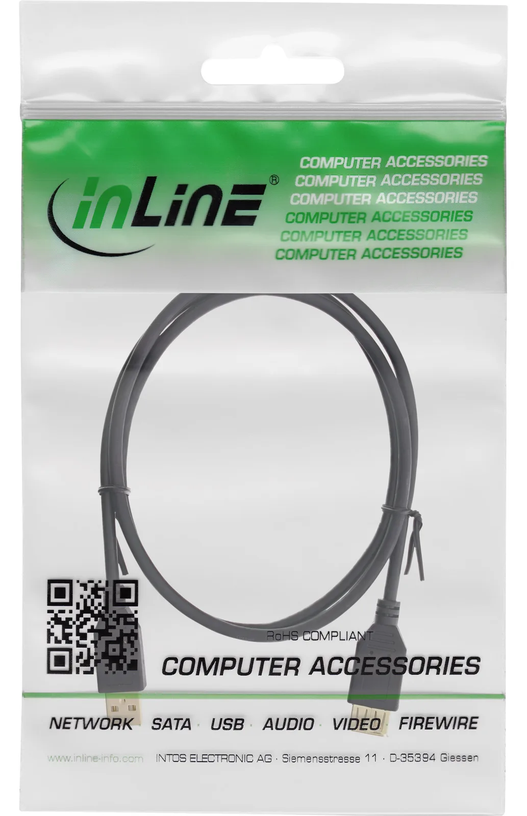 InLine USB 2.0 Verlängerung - ST / BU - Typ A - schwarz - Kontakte gold - 2m, Ansicht 3