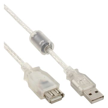 InLine USB 2.0 Verlängerung - St/Bu - Typ A - transparent - mit Ferritkern 3m von LumaTech