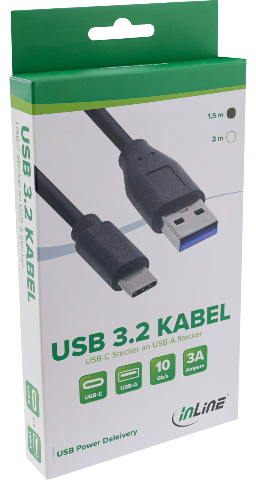 InLine USB 3.2 Gen.1x2 Kabel - USB-C Stecker an A Stecker - schwarz - 1,5m, Ansicht 3