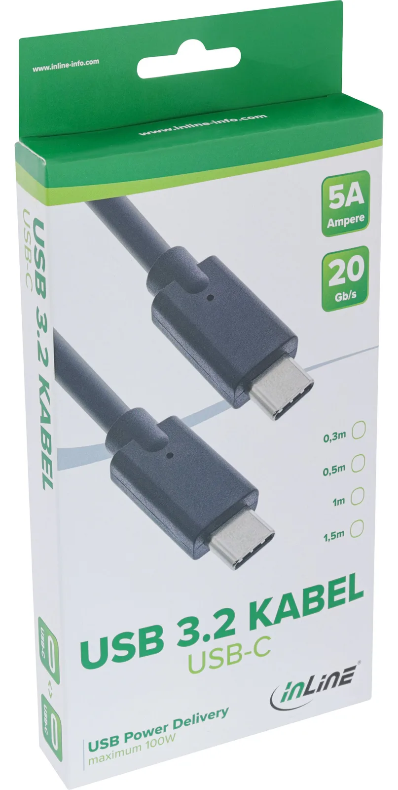 InLine USB 3.2 Gen.2x2 Kabel - USB-C Stecker/Stecker - schwarz - 1m, Ansicht 3