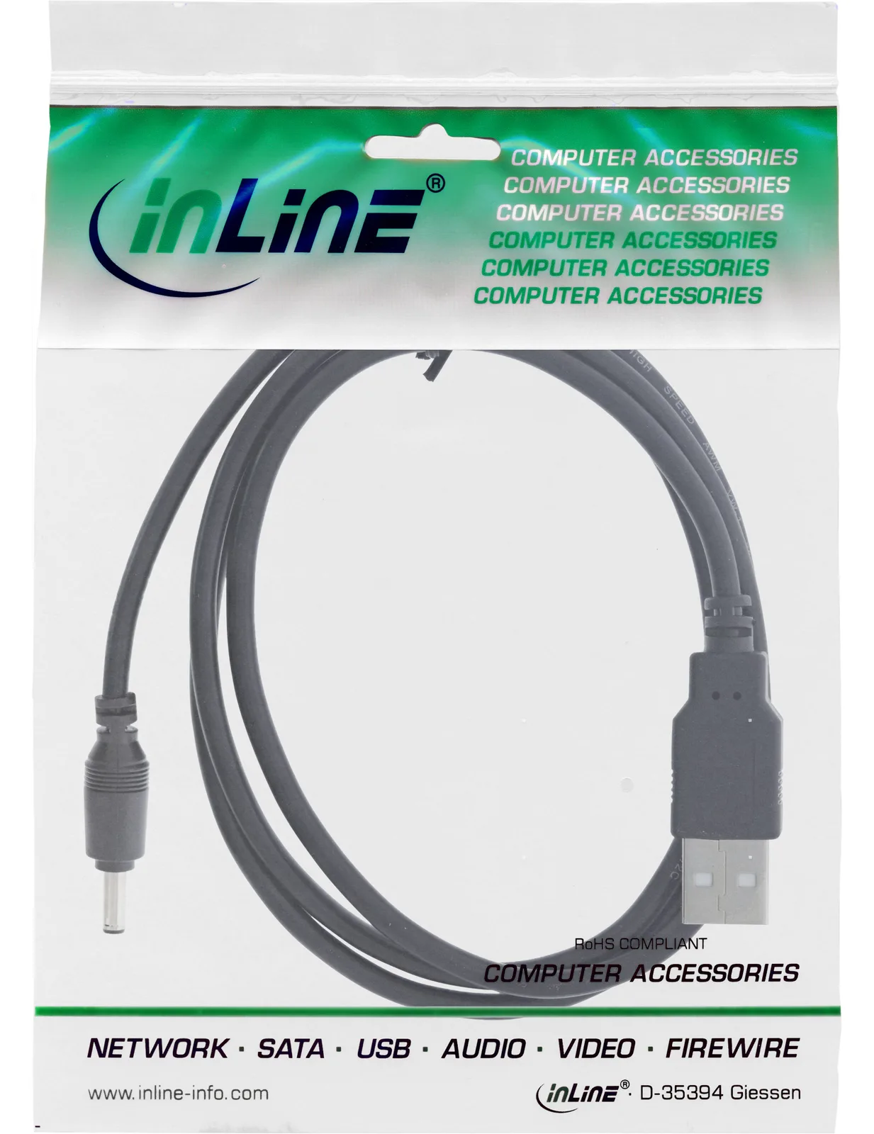 InLine USB DC Stromadapterkabel - USB A Stecker zu DC 3,5x1,35mm 1m, Ansicht 3