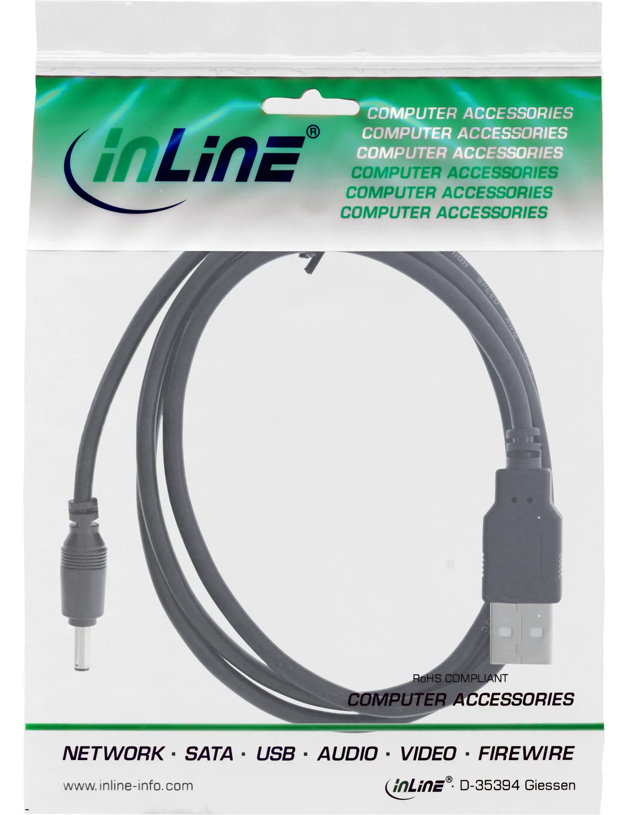 InLine USB DC Stromadapterkabel - USB A Stecker zu DC 3,5x1,35mm 1m, Ansicht 4