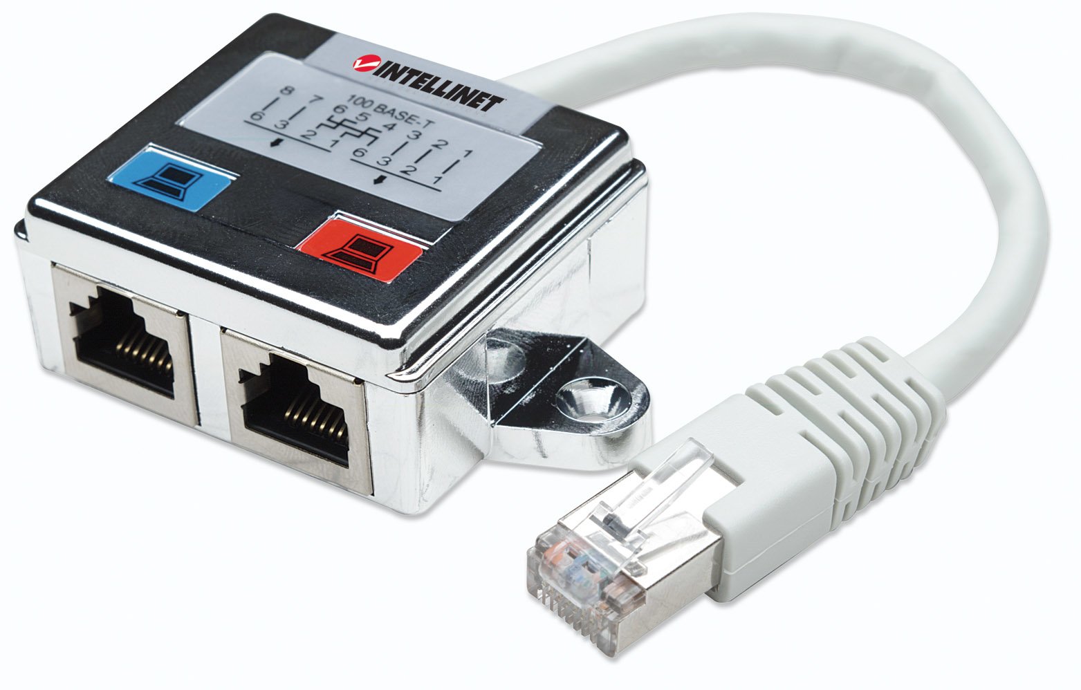 Intellinet 2-Port Cat5-Anschlussteiler, doppelt geschirmt, Zum Aufsplitten eines RJ45-Netzwerkkabels - Netzwerk-Splitter
