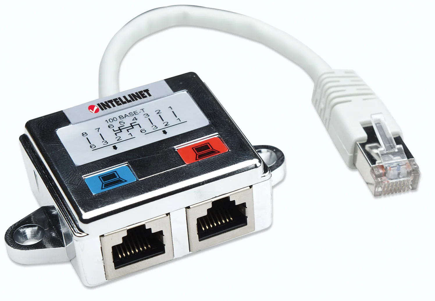 Intellinet 2-Port Cat5-Anschlussteiler, doppelt geschirmt, Zum Aufsplitten eines RJ45-Netzwerkkabels - Netzwerk-Splitter, Ansicht 3