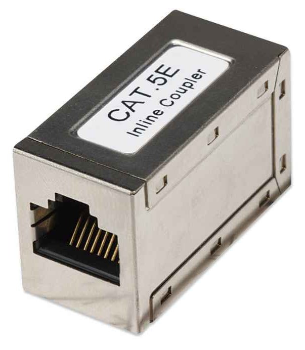 Intellinet Cat5e Inline-Kupplung, 8P8C Buchse auf 8P8C Buchse, FTP, Silber - Netzwerkkoppler - RJ-45 (W)