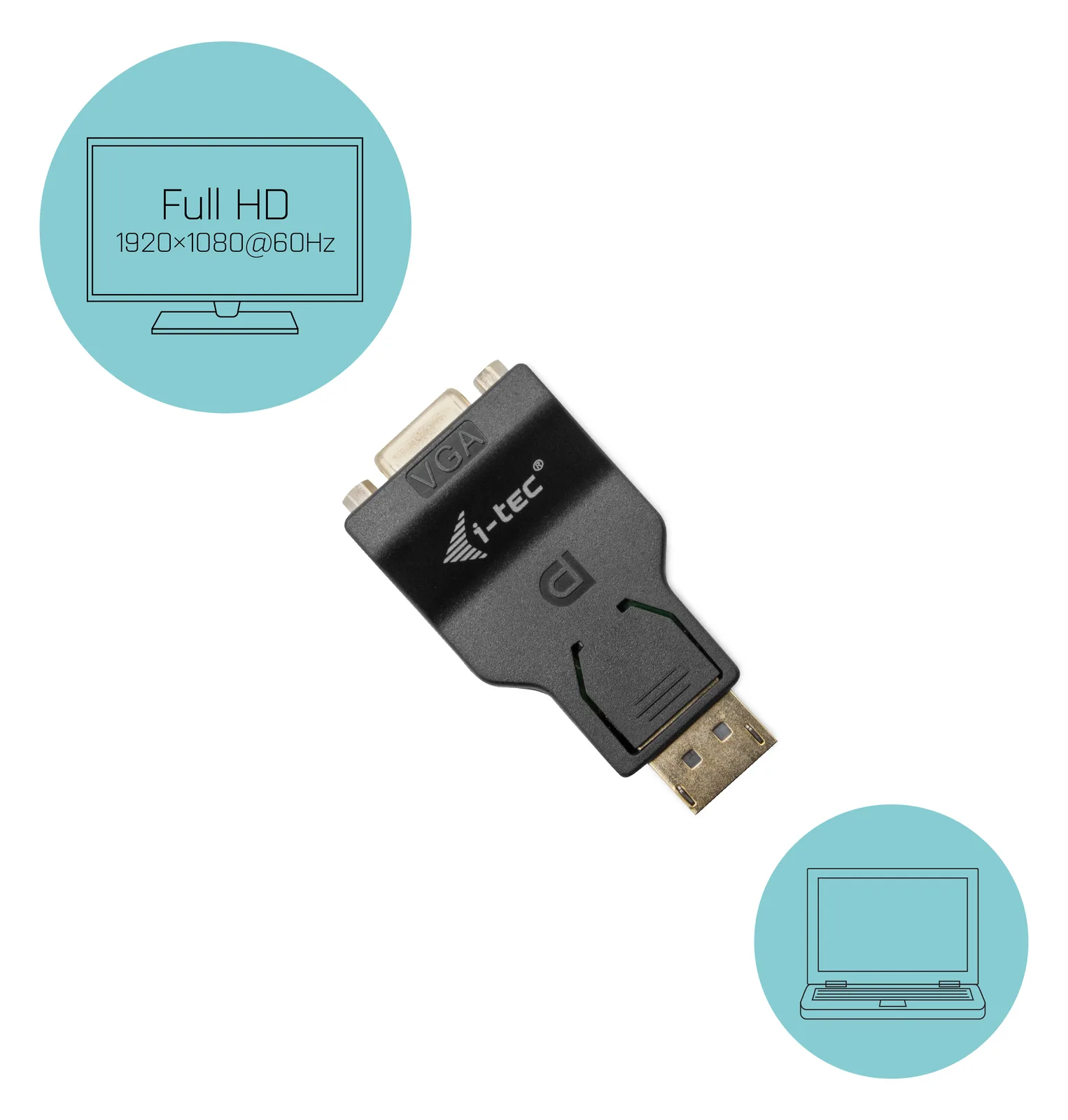 i-tec Videoadapter - DisplayPort (M) zu HD-15 (VGA), Ansicht 2