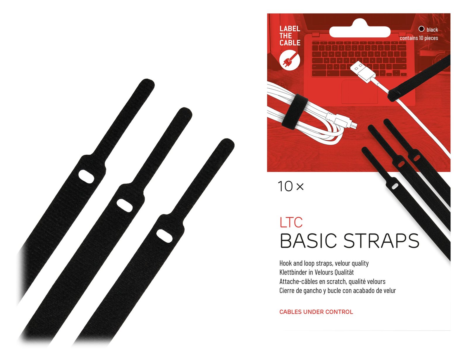 Label-the-cable LTC BASIC STRAPS - Kabelbinder - 17 cm - Schwarz (Packung mit 10) von LumaTech