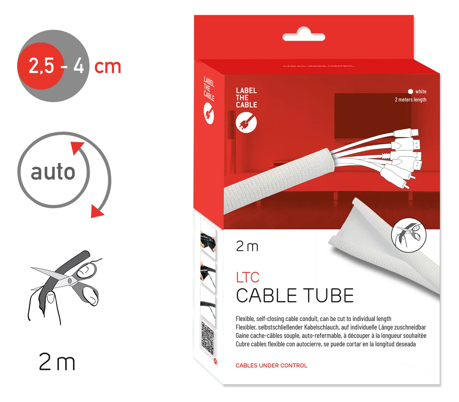 Label-the-cable LTC CABLE TUBE - Kabelschlauch - 2 m - weiß, Ansicht 5