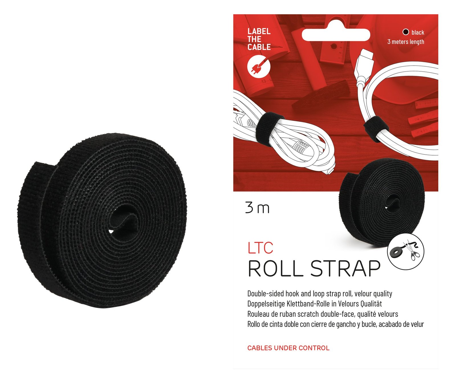 Label-the-cable LTC ROLL STRAP - Klettverschlussstreifen - Schwarz von LumaTech