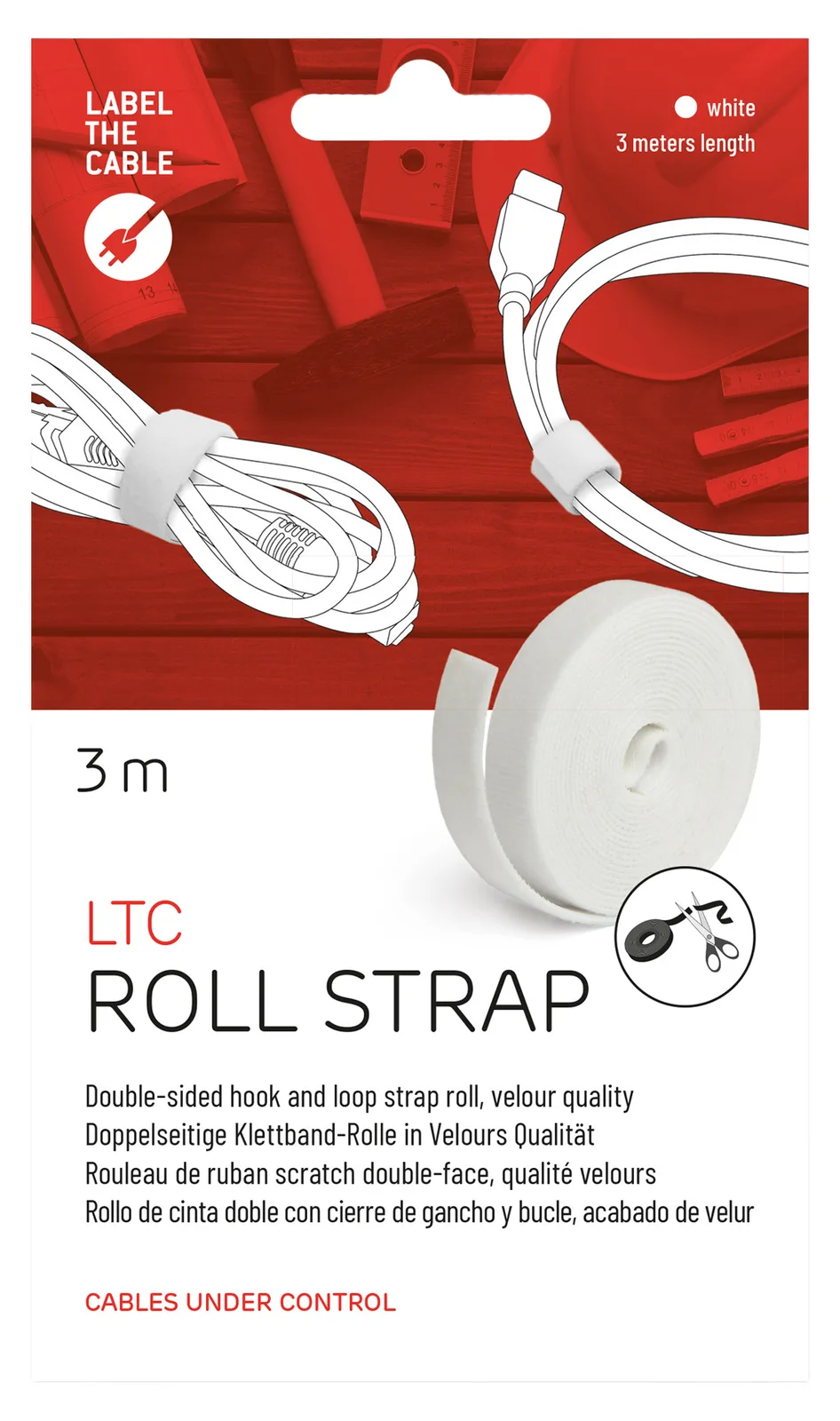 Label-the-cable LTC ROLL STRAP - Klettverschlussstreifen - weiß, Ansicht 4