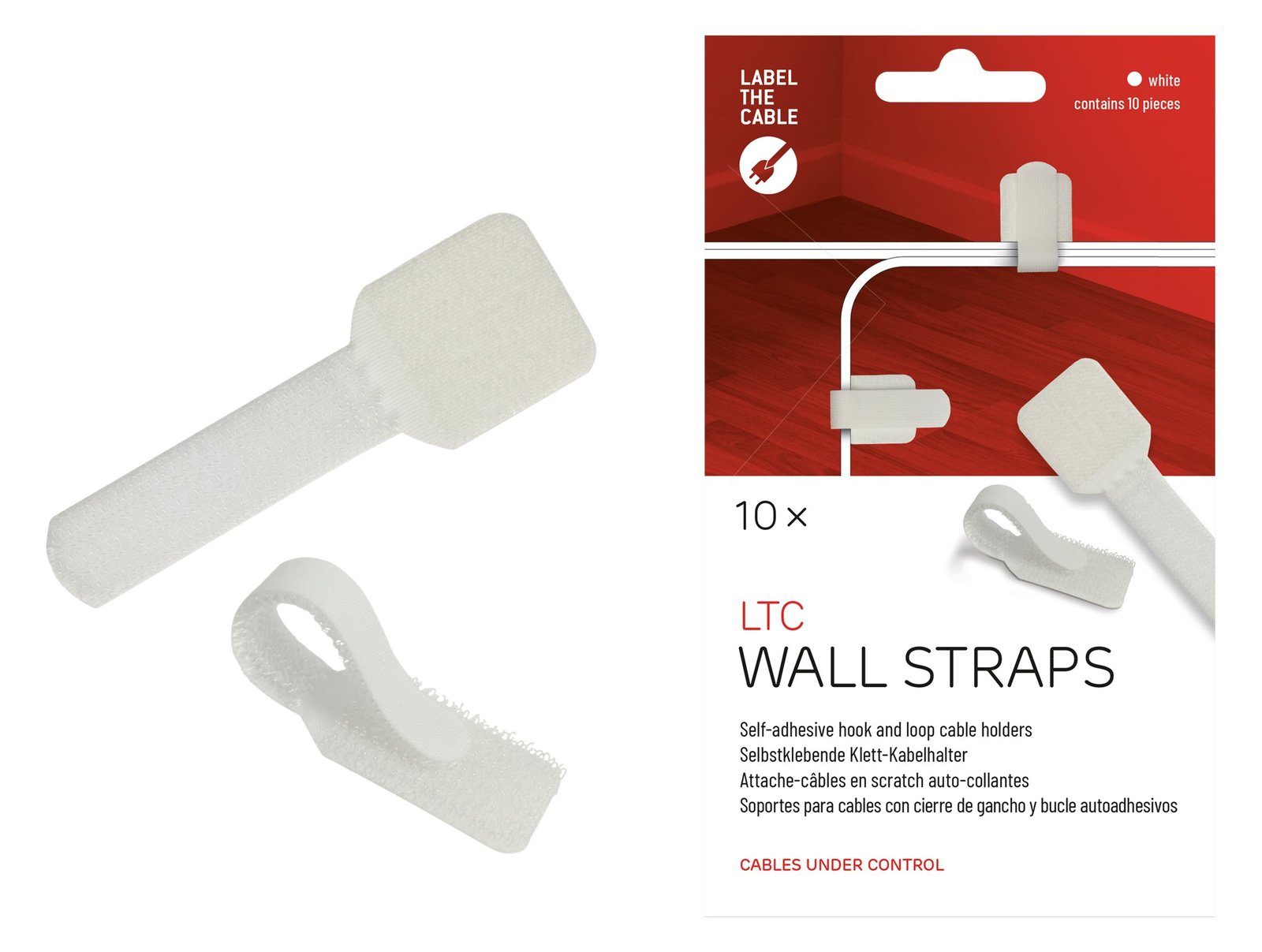 Label-the-cable LTC WALL STRAPS - Kabelhalter - Oberfläche montierbar, geeignet für Wandmontage - 9 cm - weiß von LumaTech