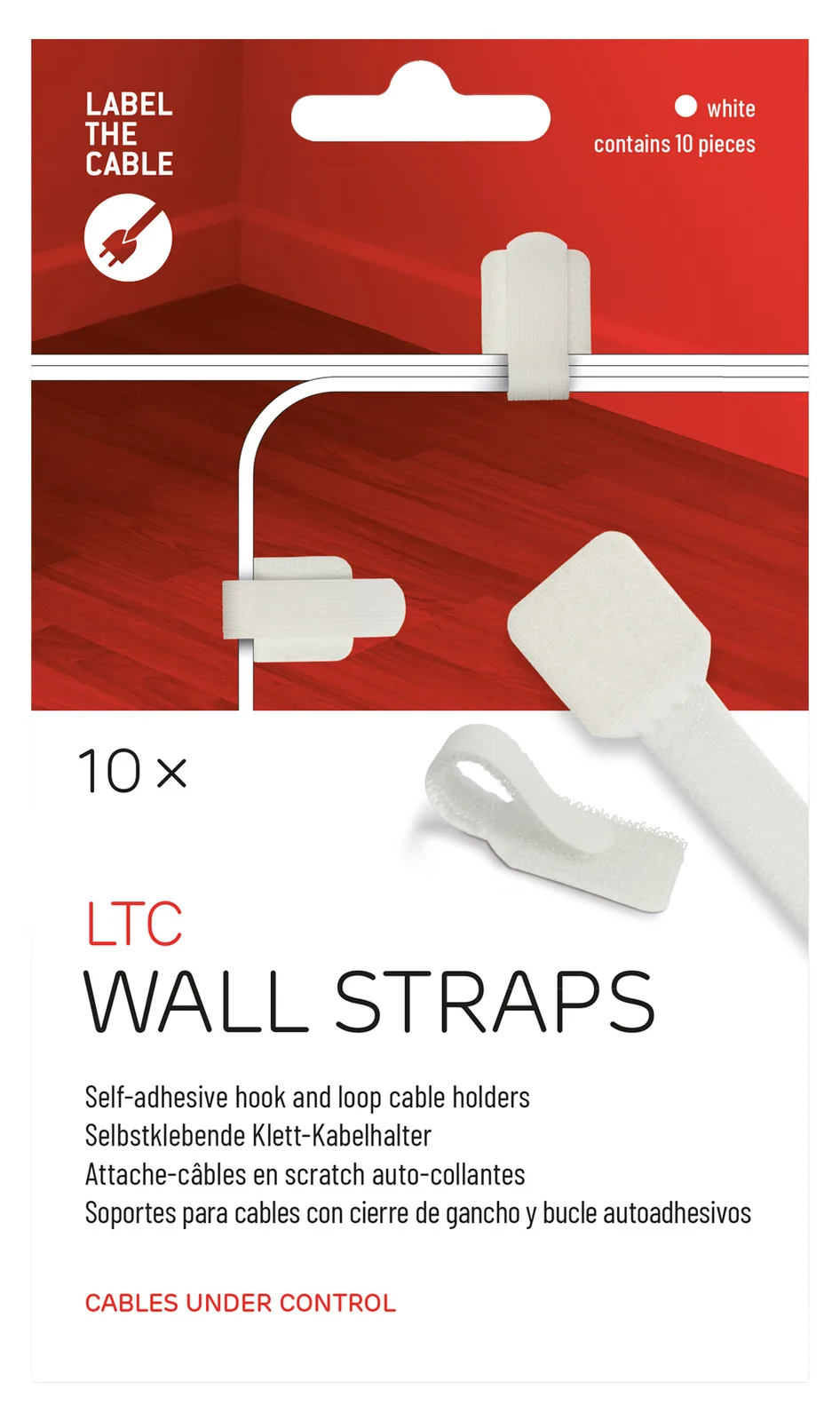 Label-the-cable LTC WALL STRAPS - Kabelhalter - Oberfläche montierbar, geeignet für Wandmontage - 9 cm - weiß, Ansicht 4