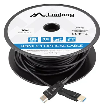 Lanberg CA-HDMI-30FB-0200-BK - 20 m - HDMI Typ A (Standard) - HDMI Typ A (Standard) - 48 Gbit/s - Schwarz, Ansicht 4