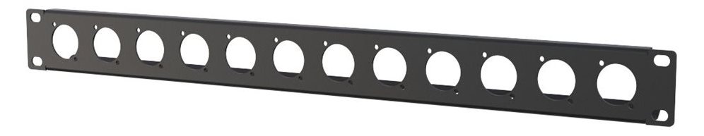 Lanview 1U rack panel with 12 holes for universal D type XLR von LumaTech