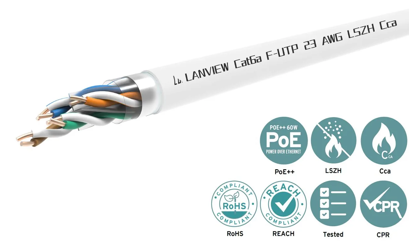Lanview Cat6a F-UTP 4x2xAWG23 LSZH white Fire Class Cca - Digital/Daten - CAT 6a, Ansicht 3
