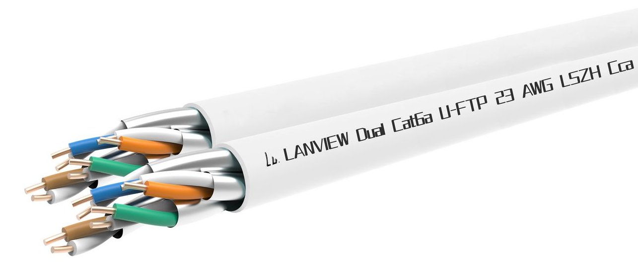 Lanview Cat6a U-FTP Dual Network Cable 4x2xAWG23 LSZH white - Kabel - Netzwerk