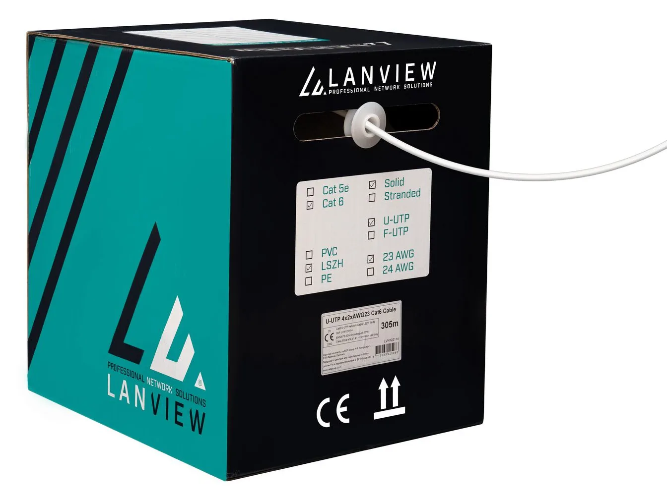 Lanview LVN122114 - 305 m - Cat6 - U/UTP (UTP) - Weiß, Ansicht 3