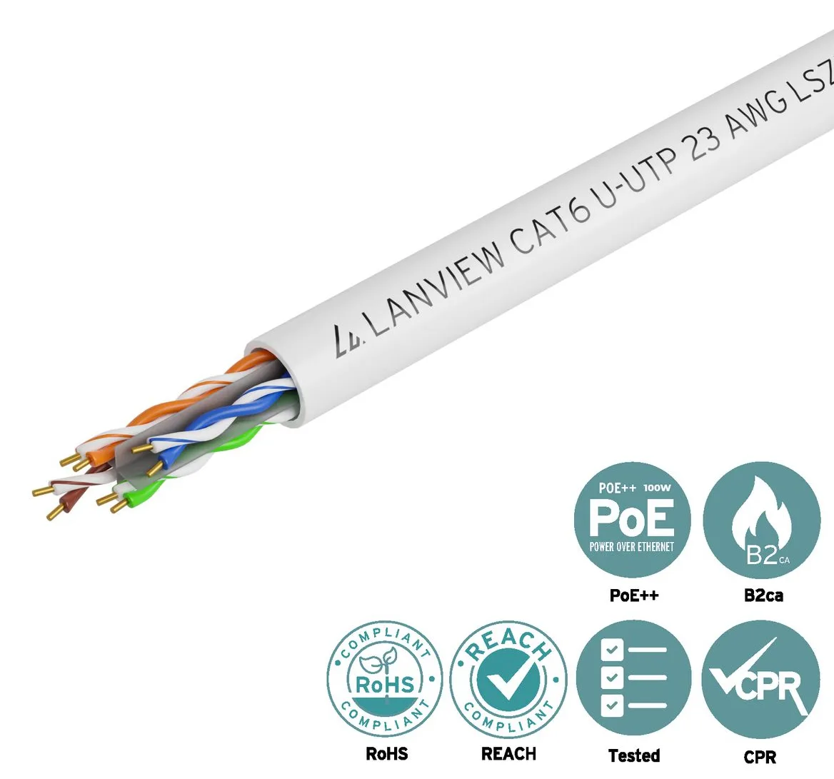 Lanview LVN122114 - 305 m - Cat6 - U/UTP (UTP) - Weiß, Ansicht 4