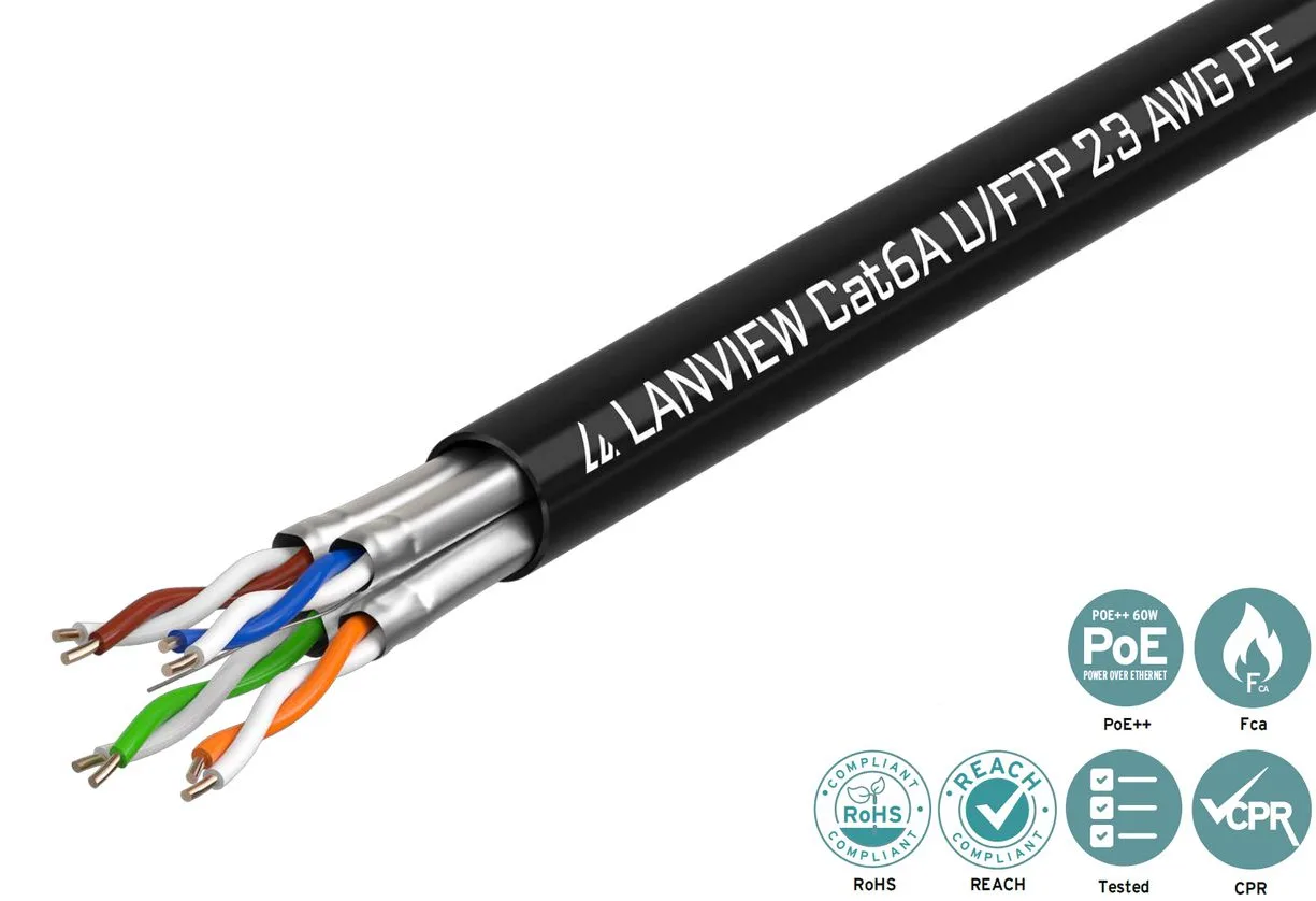 Lanview LVN122445 - 500 m - Cat6a - U/UTP (UTP) - Schwarz, Ansicht 2
