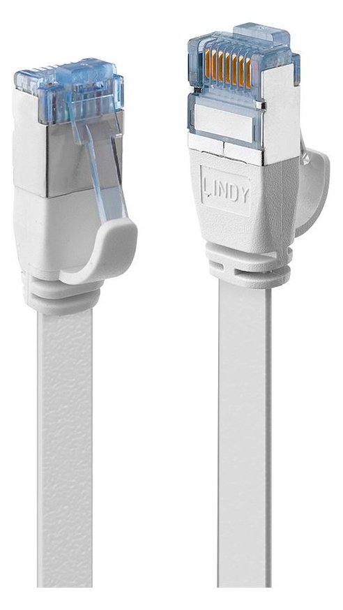 Lindy Patch-Kabel - RJ-45 (M) bis RJ-45 (M) - 10 m - U/FTP - CAT 6a - geformt - ohne Haken - flach - weiß