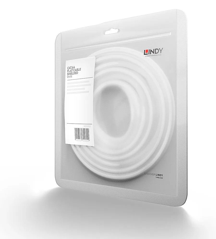 Lindy Patch-Kabel - RJ-45 (M) bis RJ-45 (M) - 10 m - U/FTP - CAT 6a - geformt - ohne Haken - flach - weiß, Ansicht 4
