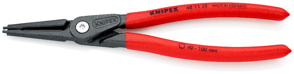 KNIPEX 48 11 J3 - Sicherungsringzange - Chrom-Vanadium-Stahl - Kunststoff - Rot - 225 mm - 266 g