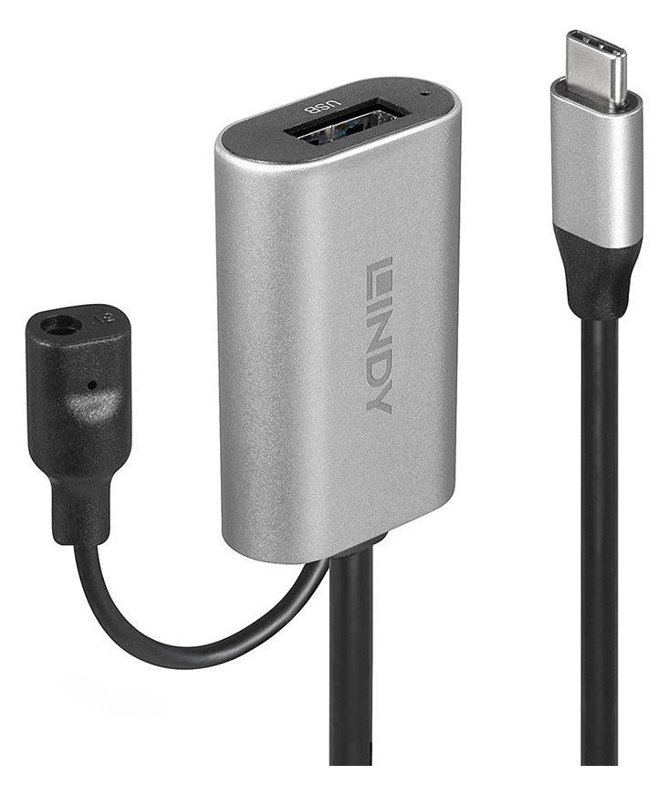 Lindy USB-Verlängerungskabel - USB-C (M) zu USB Typ A, Gleichstromstecker 3,5 x 1,35 mm (W)