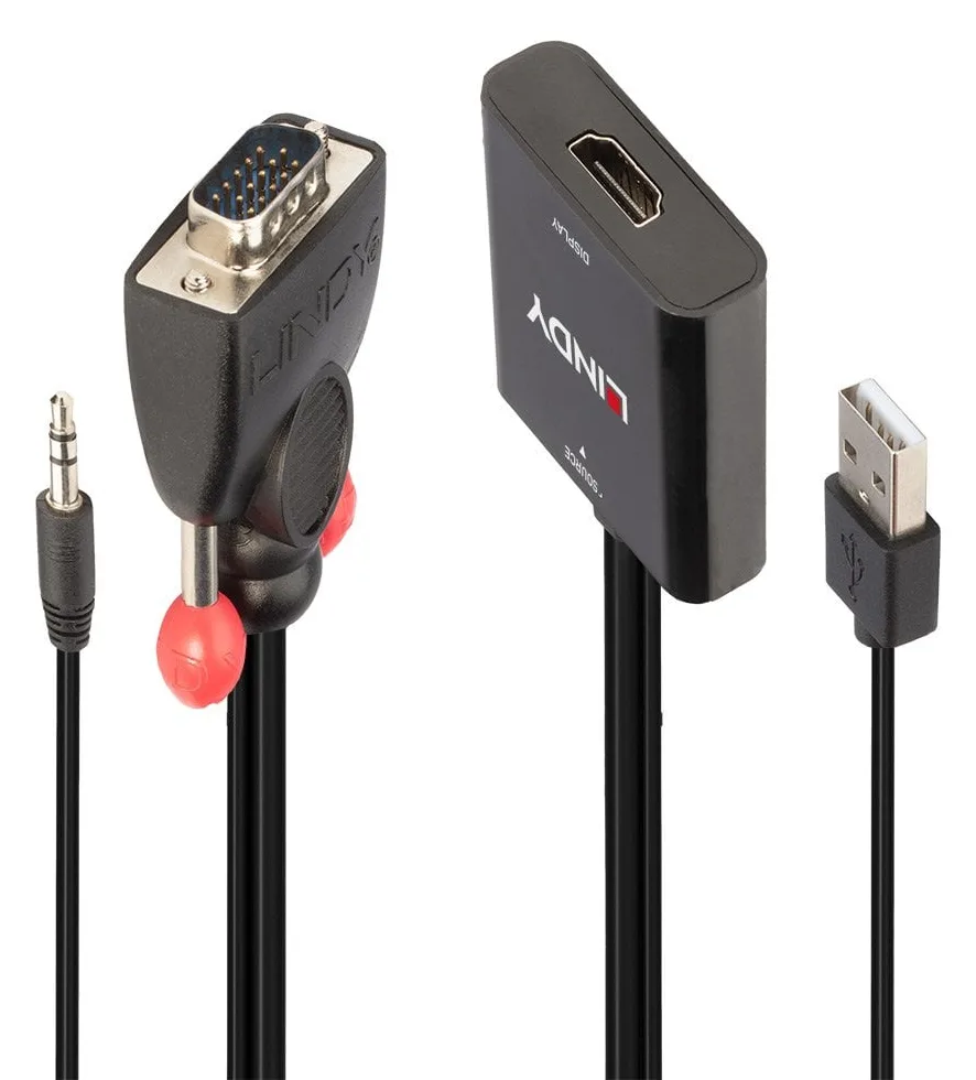 Lindy Videoadapter - HD-15 (VGA), mini-phone stereo 3.5 mm, USB (nur Strom), Ansicht 2