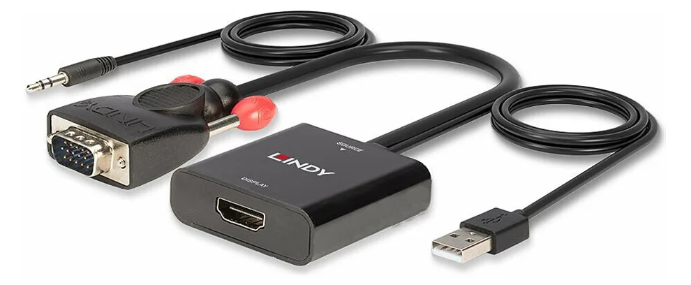 Lindy Videoadapter - HD-15 (VGA), mini-phone stereo 3.5 mm, USB (nur Strom), Ansicht 3