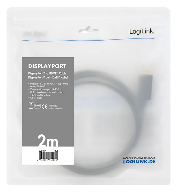 LogiLink Adapterkabel - DisplayPort männlich zu HDMI männlich, Ansicht 4