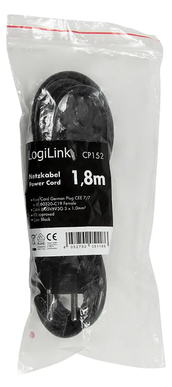 LogiLink CP152 - 1,8 m - CEE7/7 - IEC C19 - 250 V, Ansicht 4