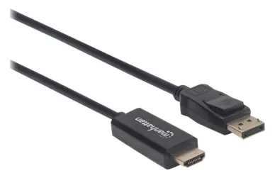 Manhattan DisplayPort 1.1 to HDMI Cable, 1080p@60Hz, 1.8m, Male to Male, DP With Latch, Black, Not Bi-Directional, Ansicht 3
