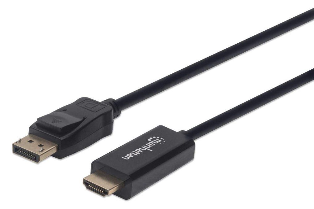 Manhattan DisplayPort 1.1 to HDMI Cable, 1080p@60Hz, 1m, Male to Male, DP With Latch, Black, Not Bi-Directional von LumaTech