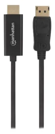 Manhattan DisplayPort 1.1 to HDMI Cable, 1080p@60Hz, 1m, Male to Male, DP With Latch, Black, Not Bi-Directional, Ansicht 2