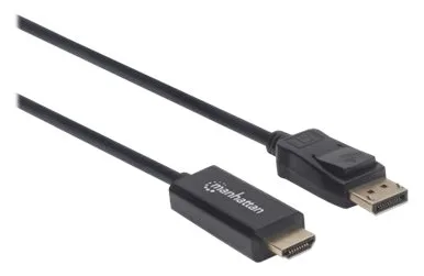 Manhattan DisplayPort 1.1 to HDMI Cable, 1080p@60Hz, 1m, Male to Male, DP With Latch, Black, Not Bi-Directional, Ansicht 3