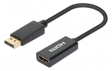 Manhattan DisplayPort 1.2 to HDMI Active Adapter, 4K@60Hz, 15cm, Male to Female, DP With Latch, Black von LumaTech