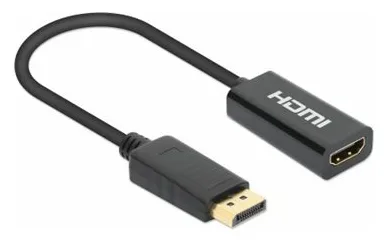 Manhattan DisplayPort 1.2 to HDMI Active Adapter, 4K@60Hz, 15cm, Male to Female, DP With Latch, Black, Ansicht 2