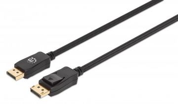 Manhattan DisplayPort 1.4 Cable, 8K@60hz, 2m, Braided Cable, Male to Male, With Latches, Fully Shielded, Black von LumaTech