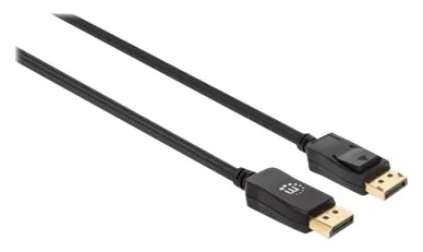 Manhattan DisplayPort 1.4 Cable, 8K@60hz, 2m, Braided Cable, Male to Male, With Latches, Fully Shielded, Black, Ansicht 2