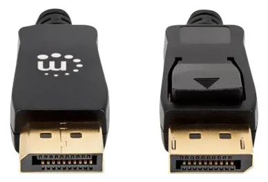 Manhattan DisplayPort 1.4 Cable, 8K@60hz, 2m, Braided Cable, Male to Male, With Latches, Fully Shielded, Black, Ansicht 3