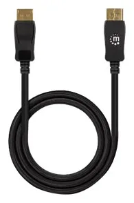 Manhattan DisplayPort 1.4 Cable, 8K@60hz, 2m, Braided Cable, Male to Male, With Latches, Fully Shielded, Black, Ansicht 4