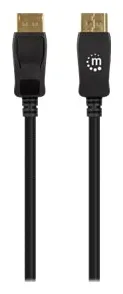 Manhattan DisplayPort 1.4 Cable, 8K@60hz, 2m, Braided Cable, Male to Male, With Latches, Fully Shielded, Black, Ansicht 5
