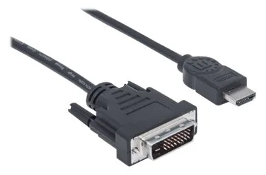Manhattan HDMI to DVI-D 24+1 Cable, 1.8m, Male to Male, Black, Equivalent to Startech HDMIDVIMM6, Dual Link, Ansicht 2