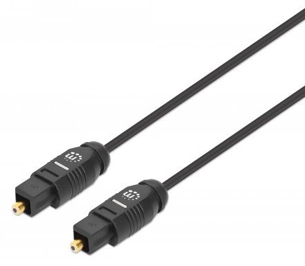 Manhattan Toslink Digital Optical AudioCable, 2m, Male/Male, Toslink S/PDIF, Gold plated contacts, Lifetime Warranty