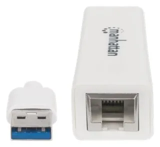 Manhattan USB-A Gigabit Network Adapter, White, 10/100/1000 Mbps Network, USB 3.0, Equivalent to Startech USB31000SW, Ansicht 2