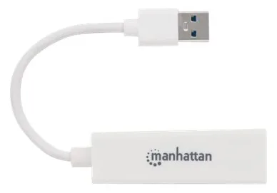 Manhattan USB-A Gigabit Network Adapter, White, 10/100/1000 Mbps Network, USB 3.0, Equivalent to Startech USB31000SW, Ansicht 3