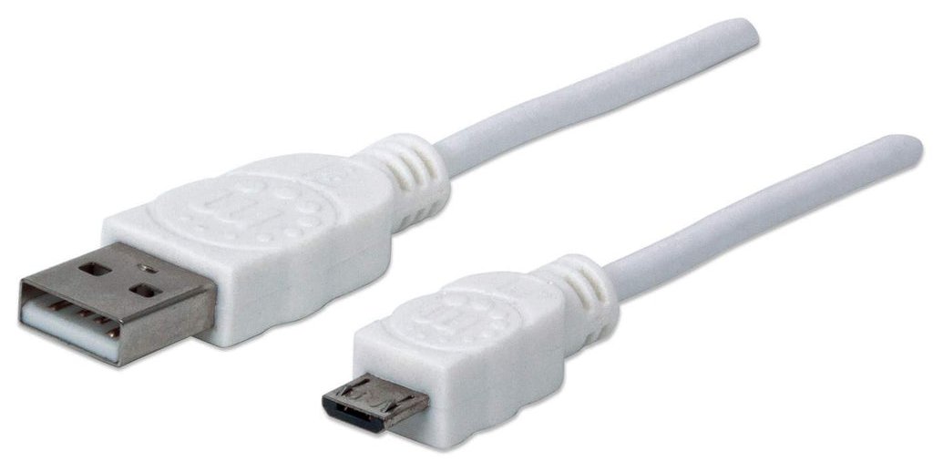 Manhattan USB-A to Micro-USB Cable, 1m, Male to Male, White, 480 Mbps (USB 2.0) von LumaTech