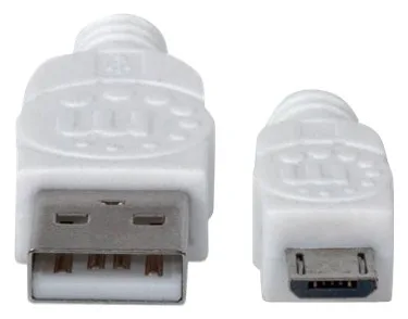 Manhattan USB-A to Micro-USB Cable, 1m, Male to Male, White, 480 Mbps (USB 2.0), Ansicht 2